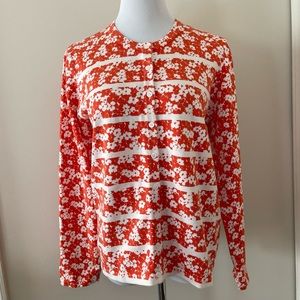 “Winter Silks” Cotton & Silk Floral Cardigan Sweater